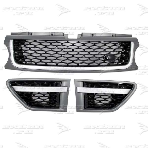 Решетка радиатора и жабры Autobiography на Range Rover Sport черная