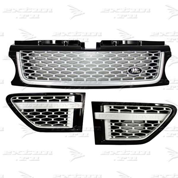 Решетка радиатора и жабры Autobiography на Range Rover Sport черный кант