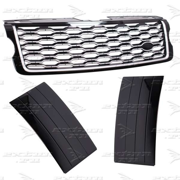 Решетка радиатора и жабры на Range Rover дизайн 2018 хром черные