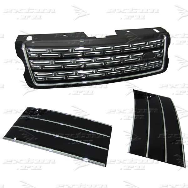 Решетка радиатора и жабры Autobiography на Range Rover 2013-нв. серебро + черные