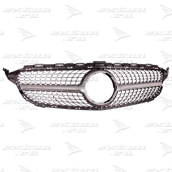 Решетка радиатора Diamond Sport Mercedes C-klasse W205 серебро