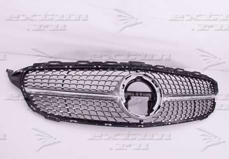 Решетка радиатора Diamond Sport Mercedes C-klasse W205 серебро