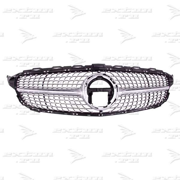 Решетка радиатора Diamond Sport Mercedes C-klasse W205 серебро
