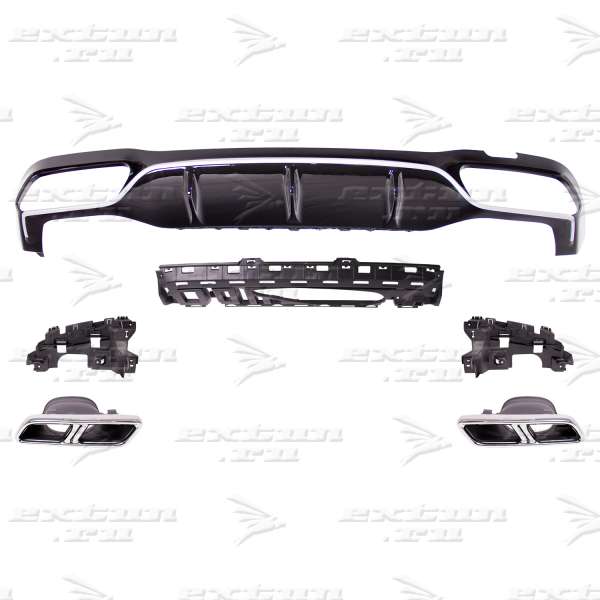 Диффузор и насадки 63s AMG Mercedes E-klasse W213 silver