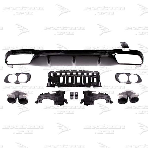 Диффузор с насадками 53 AMG Mercedes E-klasse W213 черный