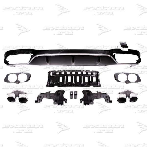 Диффузор с насадками 53 AMG Mercedes E-klasse W213 серебро