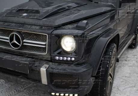 Черные очки на фары для Mercedes G-klasse W463 черные ходовые 