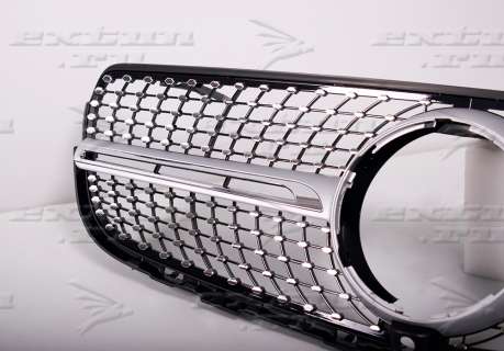 Решетка радиатора Diamond Sport Mercedes GLC Coupe C253 под камеру серебро