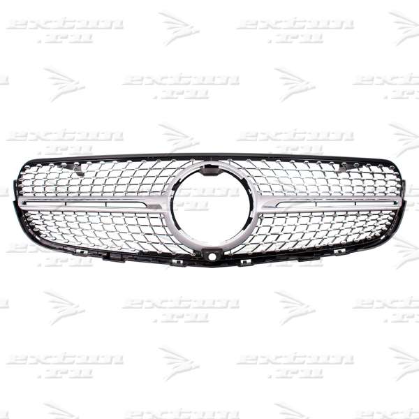 Решетка радиатора Diamond Sport Mercedes GLC Coupe C253 под камеру серебро