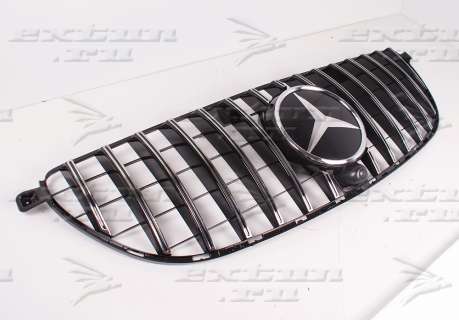 Решетка радиатора Panamericana Mercedes GLE W166 хром на 63 AMG бампер