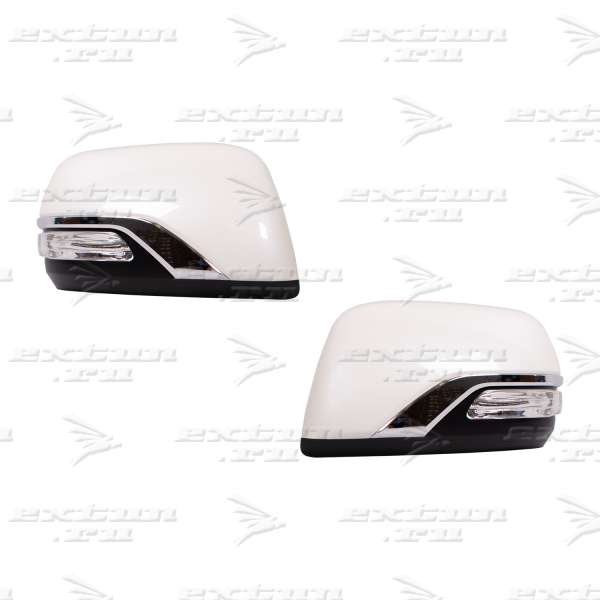 Корпуса зеркал Executive White Toyota Land Cruiser 200 c повторителем